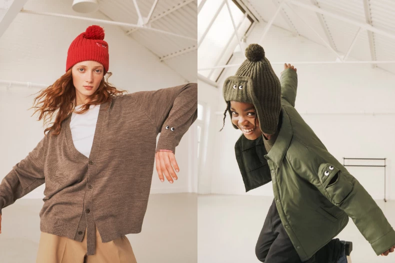 UNIQLO與ANYA HINDMARCH攜手,以標誌性的靈動大眼睛,融入藝術細節與解構設計。(圖/UNIQLO提供)