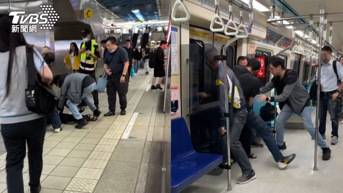 熱心民眾將王女壓制在地，等待員警到場。（圖／民眾提供）