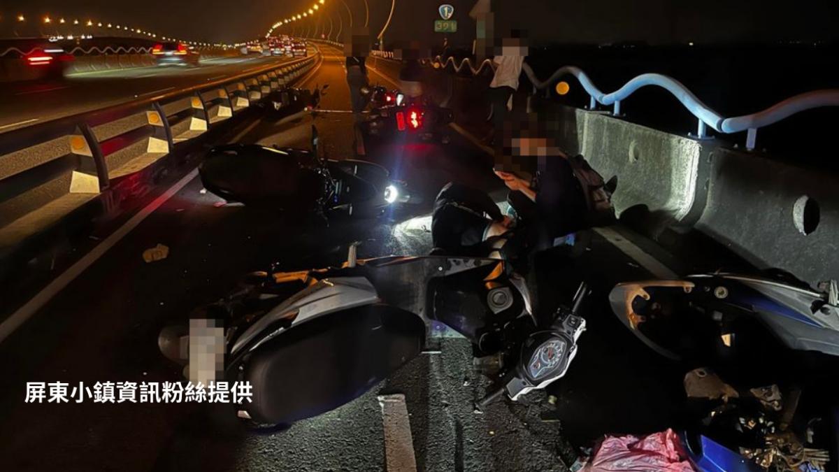 快訊/高屏大橋連環撞!「6機車撞成團」騎士重摔送醫
