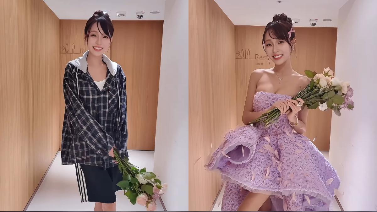 林襄在影片中華麗變裝,換上多套婚紗禮服。(圖/翻攝自林襄IG)