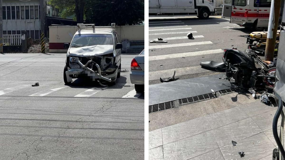 快訊／台中嚴重汽、機車禍！車殼碎滿地飛濺　男騎士搶救1小時不治