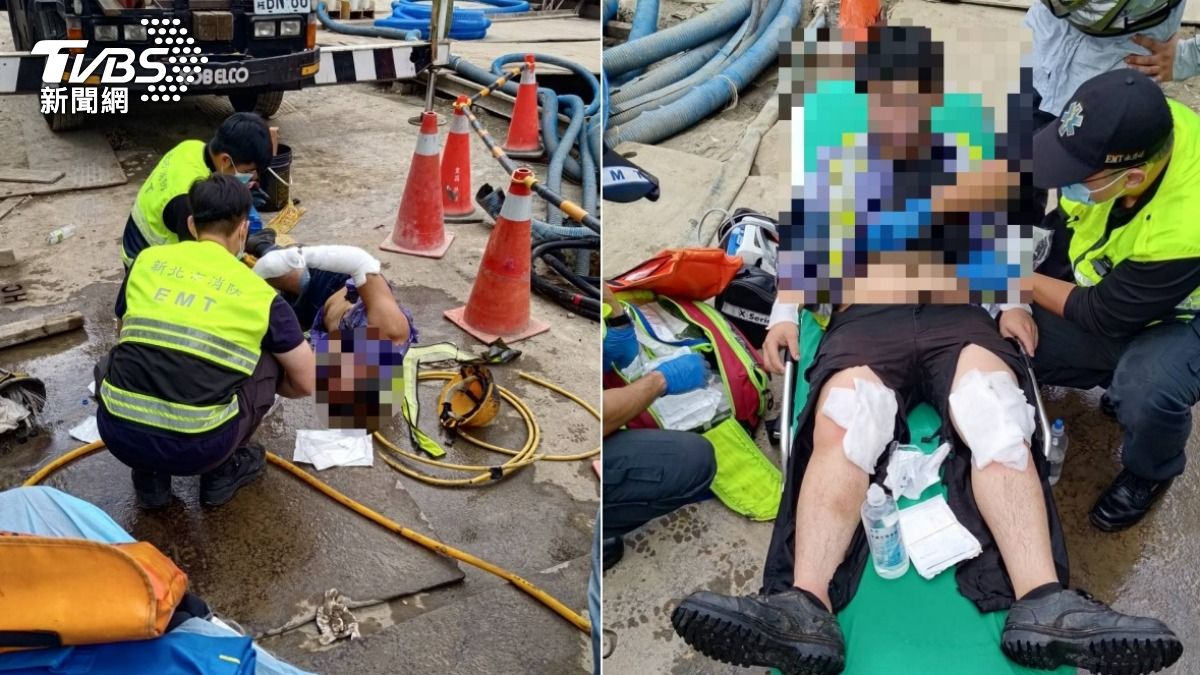 2名工人被電擊灼傷送醫。（圖／TVBS）