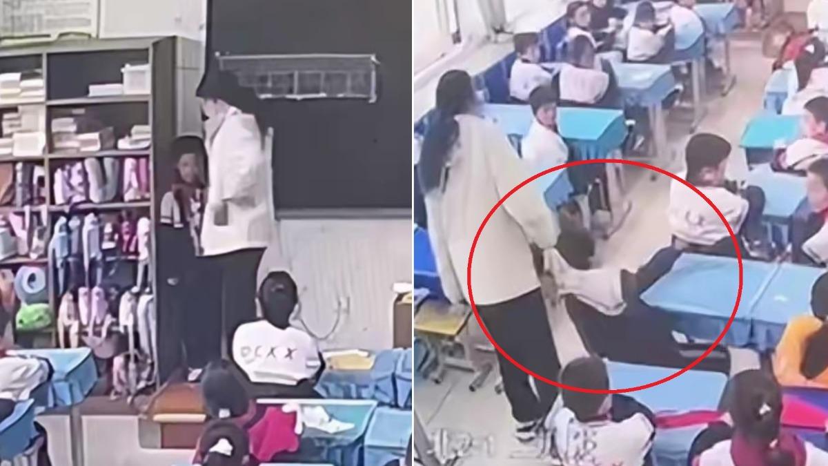 陸男童被老師狂賞20個巴掌 只因踩髒地板還被踹
