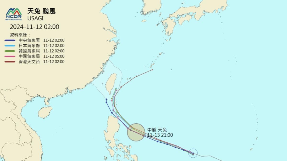 各國預測天兔颱風未來路徑曝光。(圖/翻攝自NCDR官網)