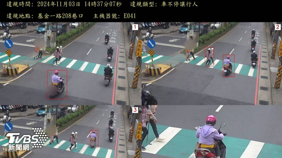 基金一路208巷口偵測車不讓人違規畫面。（圖／TVBS）