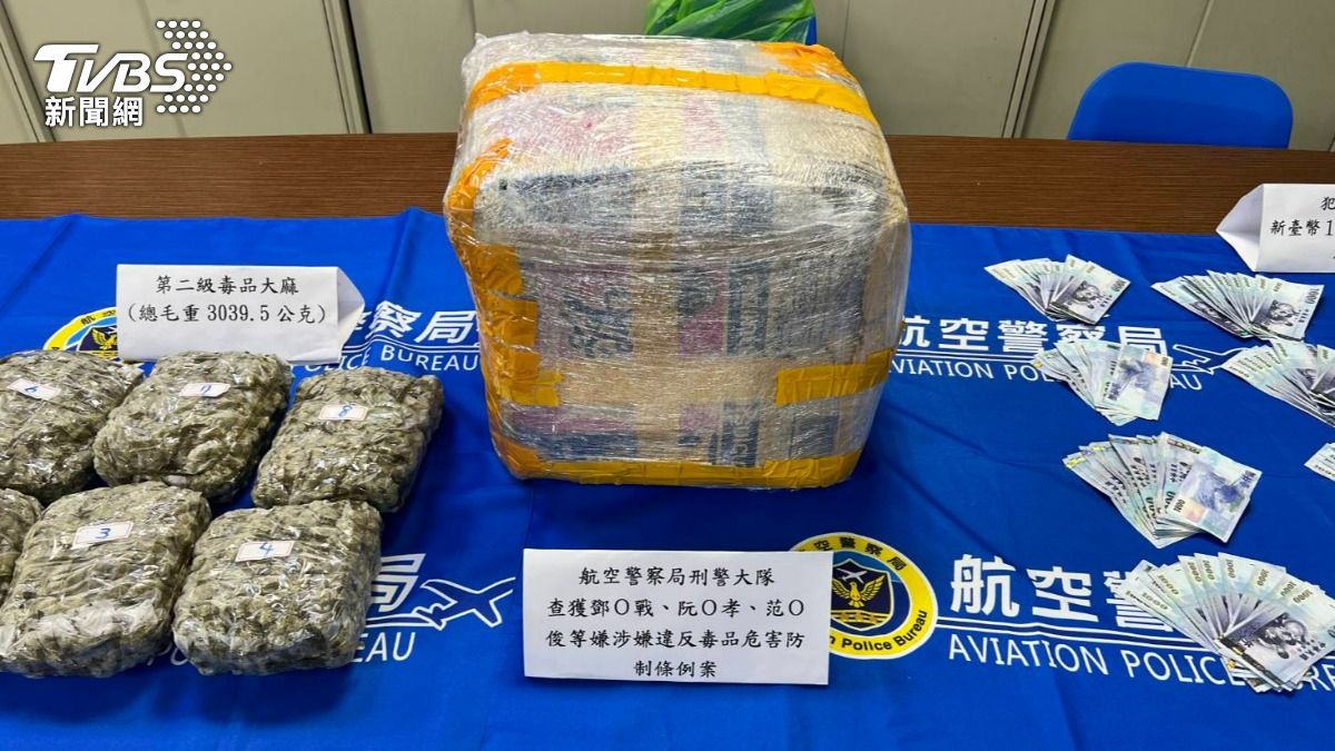 警方當場查出5公斤大麻與新台幣14萬餘元。(圖/TVBS)