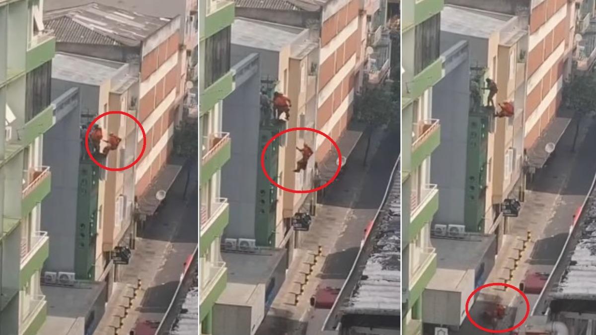 巴西消防員高空垂降失手　下秒「4樓直接墜地」驚悚畫面曝