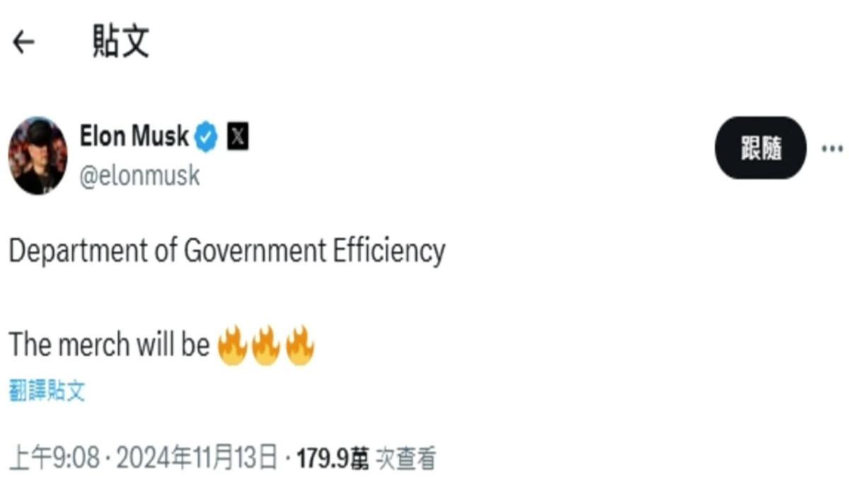 圖／翻攝自　X@elonmusk