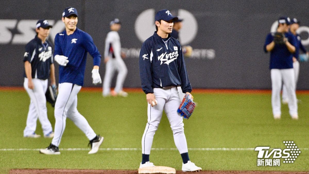 韓國隊賽前練球。（圖／胡瑞麒攝）