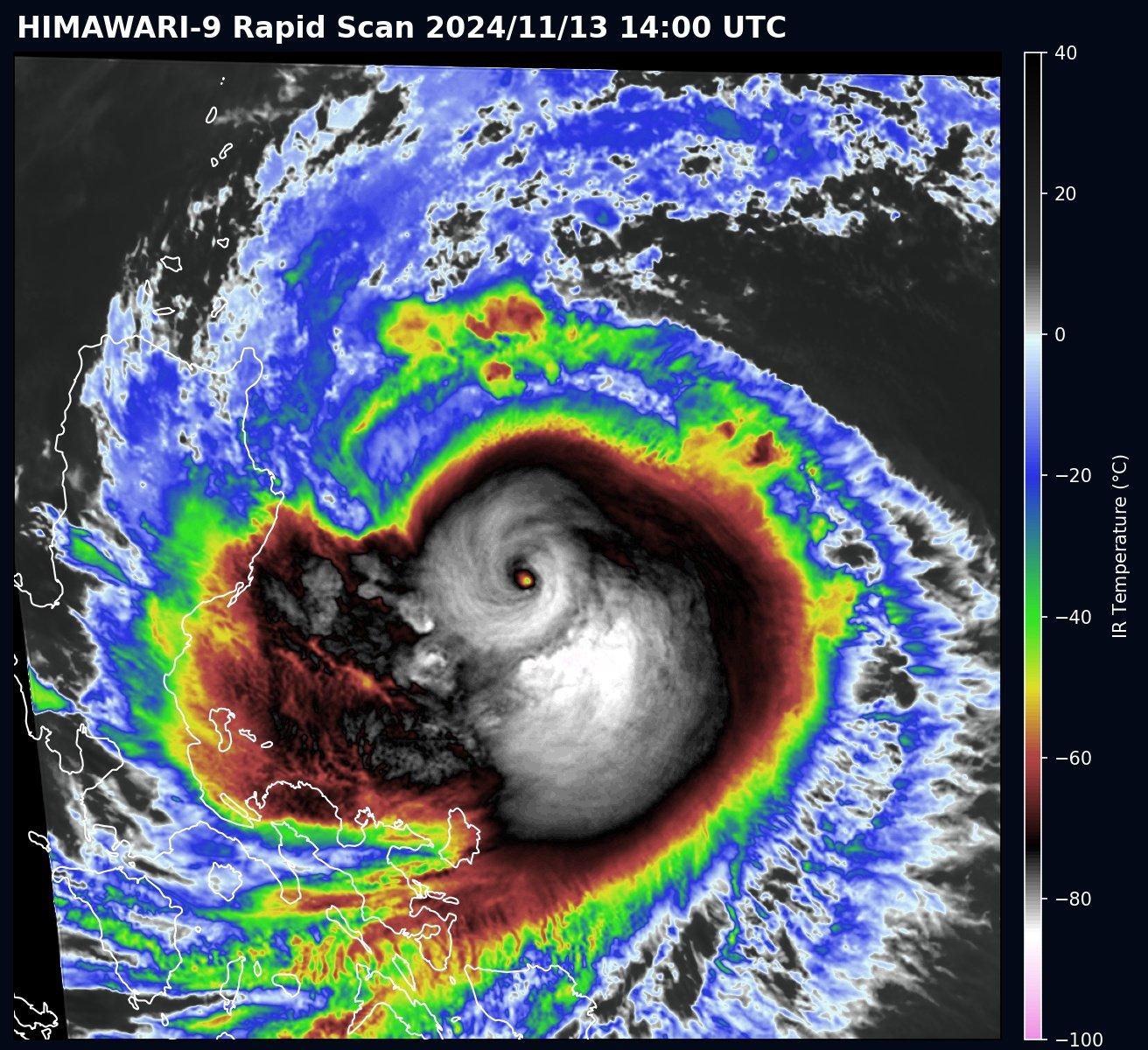 颱風快速、猛爆增強中！（圖／翻攝自台灣颱風論壇｜天氣特急臉書）