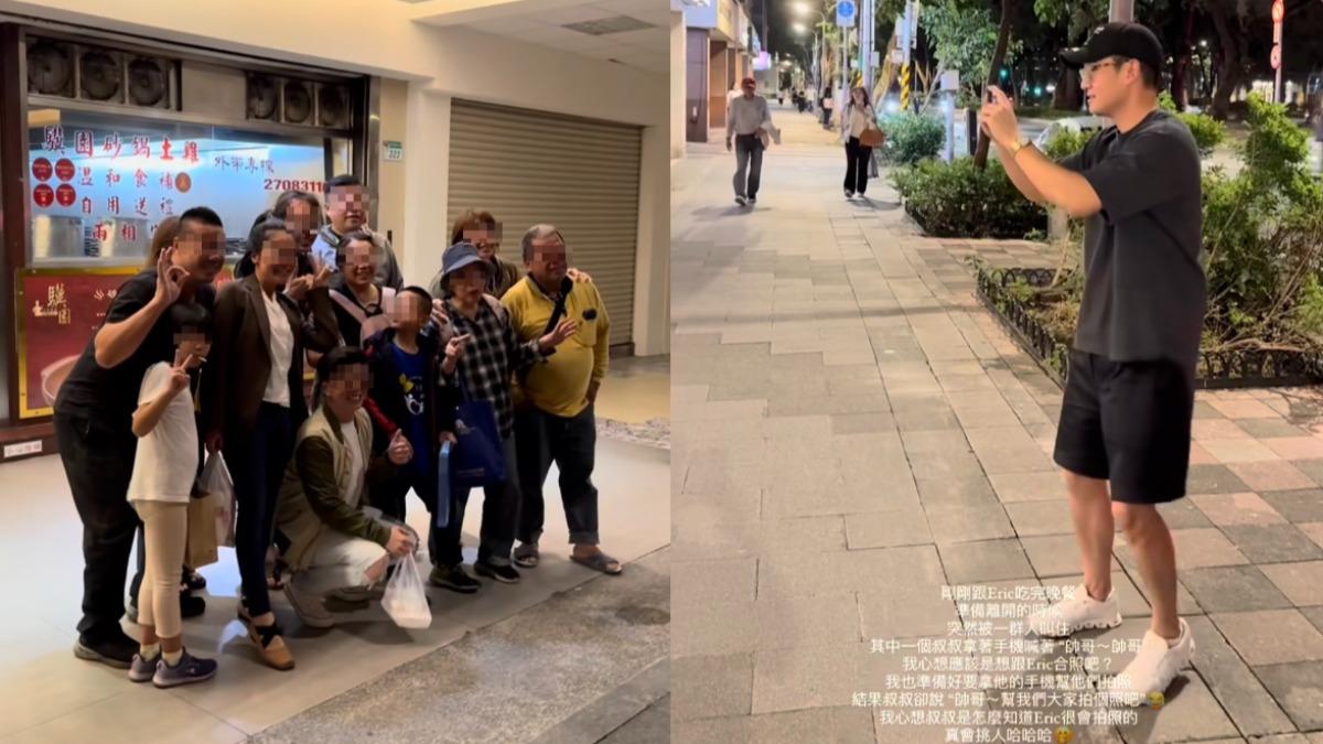 周興哲突被路人叫住,並幫對方拍攝大合照。(圖/翻攝自周予天IG)