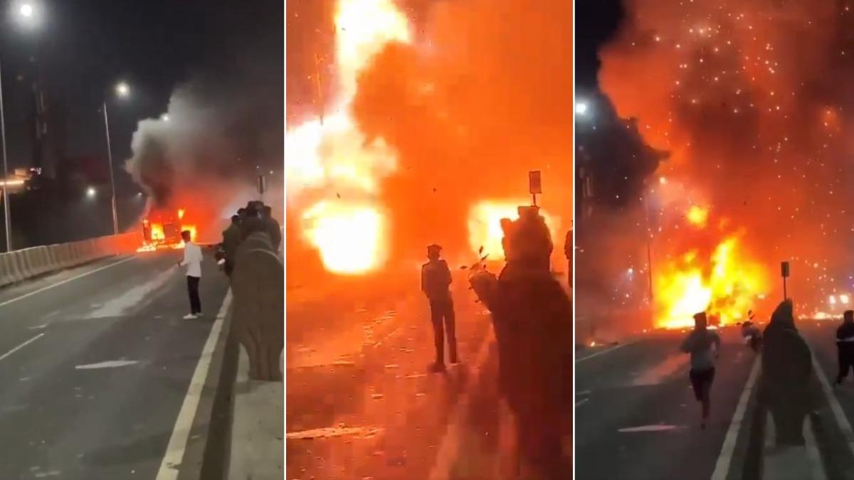有片／印度救護車大爆炸！巨大火球直竄半空　孕婦急跳車保命