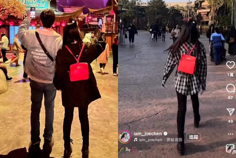 陳喬恩旅行揹愛馬仕Kelly Ado後背包。(圖/翻攝自ig@iam_joechen)