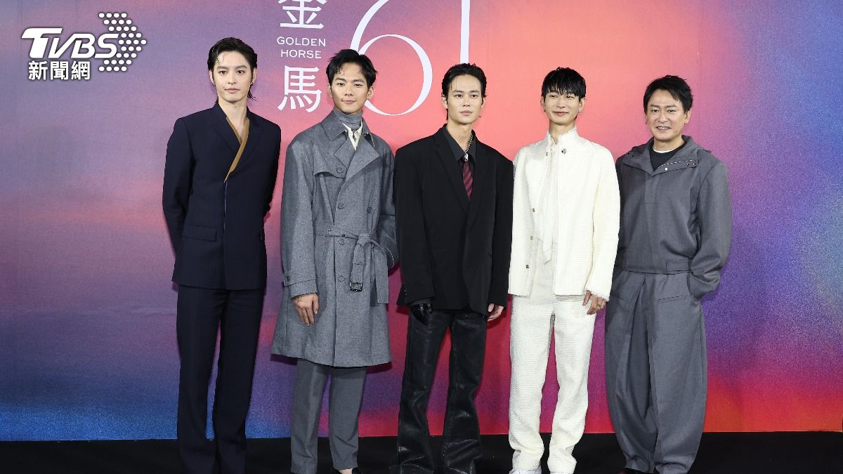 曹佑寧、吳念軒、夏騰宏、黃河、王識賢出席《星空下的黑潮島嶼》金馬首映。（圖／張哲鳴攝）