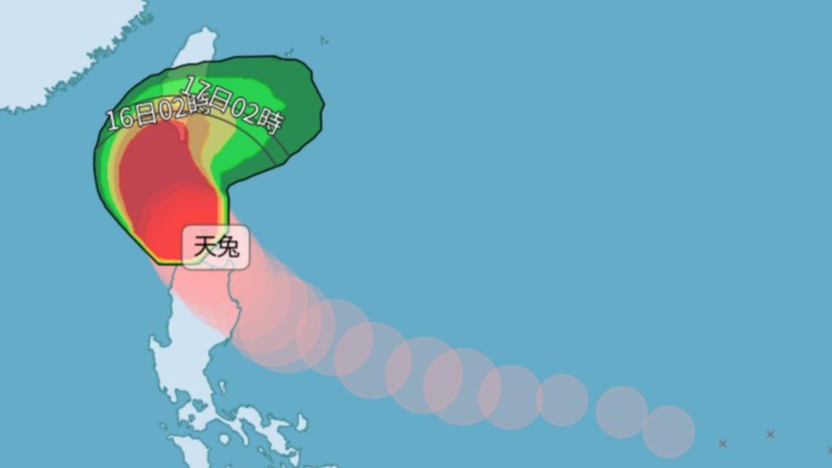 天氣/天兔再西偏!「更晚觸陸」挾風雨掃台 豪大雨轟炸時間曝