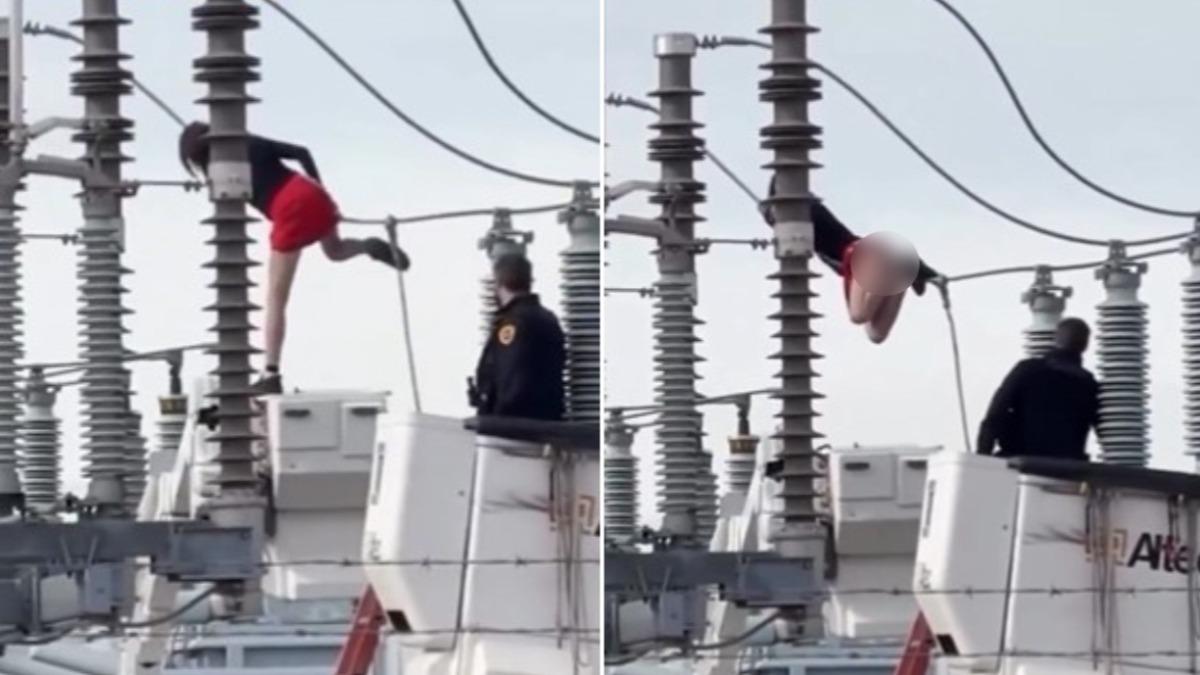 把高壓電塔當鋼管！美國女下身走光照樣爬　害800戶停電