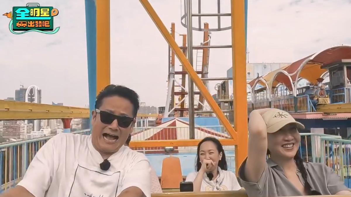 徐乃麟（左起）、ANGIE安吉、Julie一起體驗玩海盜船。（圖／好看娛樂提供）