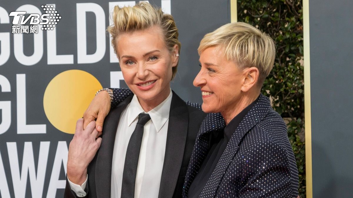 艾倫狄珍妮(Ellen DeGeneres)與妻子波西亞(Portia de Rossi)。(圖/達志影像美聯社)