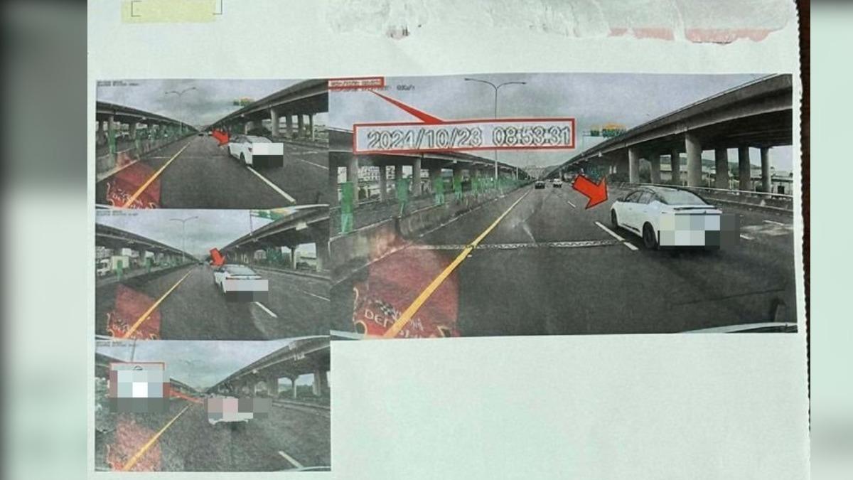 有網友因變換車道未保持安全距離被檢舉。（圖／翻攝自八卦村 - 行車紀錄器影片上傳中心臉書）