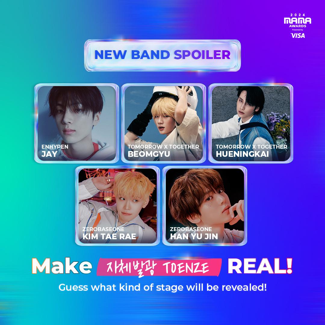 ENHYPEN、TXT以及ZEROBASEONE成員組成5人限定樂團。(圖/翻攝自mnet_mama IG)