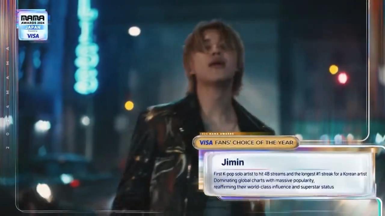 Jimin榮獲今晚最大獎,可惜無法到場。(圖/翻攝自MyVideo)
