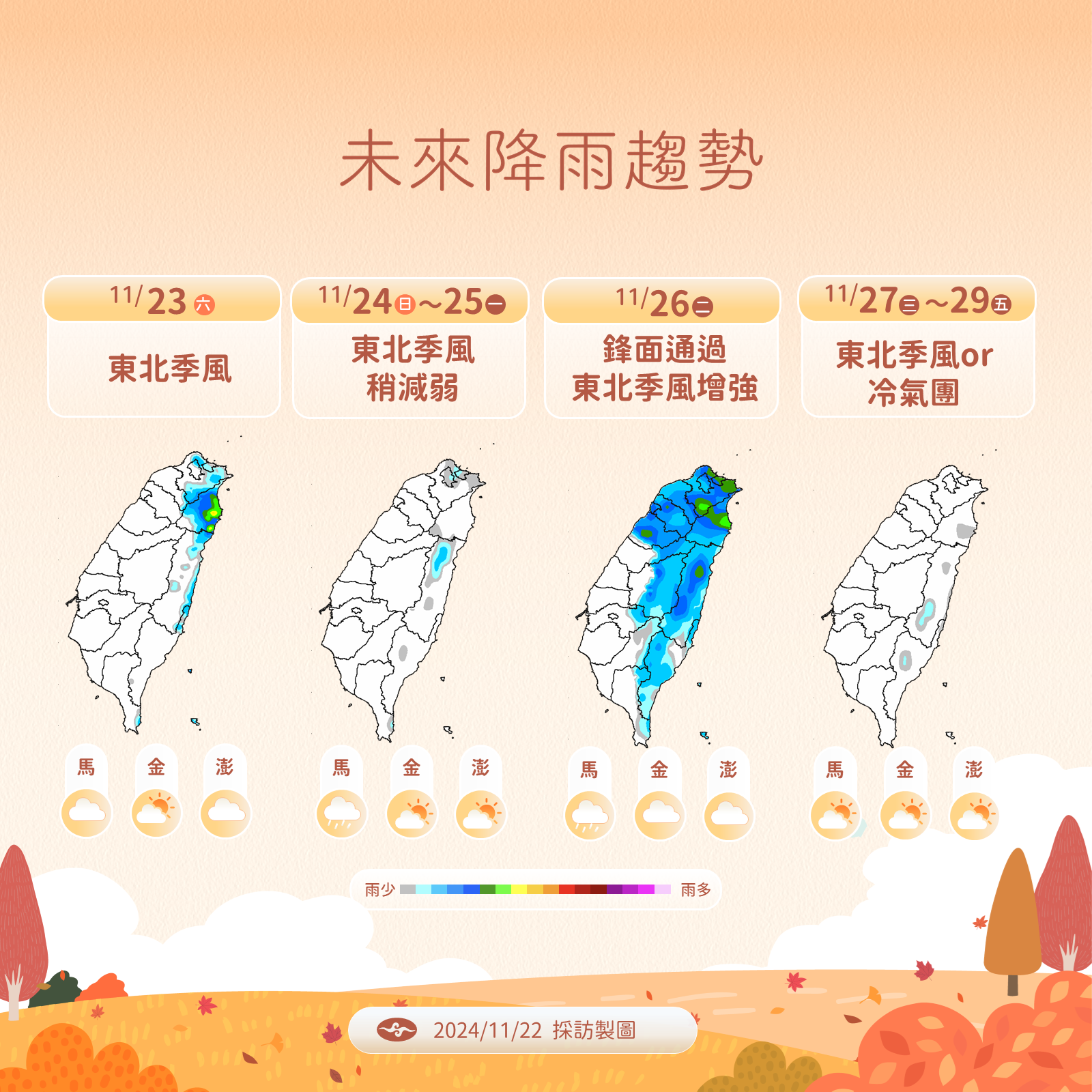 一週降雨趨勢。（圖／中央氣象署）