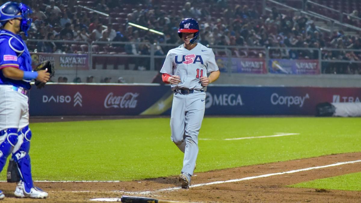 美國在2局上半攻下2分。(圖/翻攝自X@Premier12)