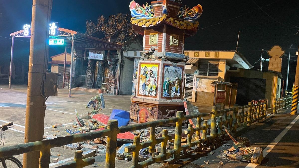 台南一夜15震!清水宮「金爐崩塌」 鳳凰落難全掉一地
