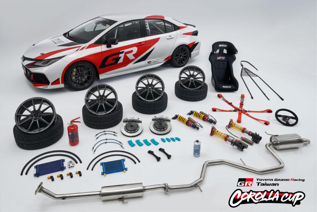 Corolla Cup統規賽車採用FIA認證Sparco賽車椅及六點式安全帶,與Corolla Altis GR Sport採相同動力系統並進行冷卻強化、懸吊及煞車系統進行優化。(圖/Toyota提供)