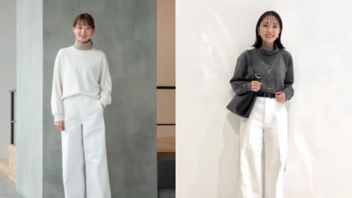 UNIQLO寬版牛仔褲穿搭範例。(圖/翻攝自UNIQLO官網)