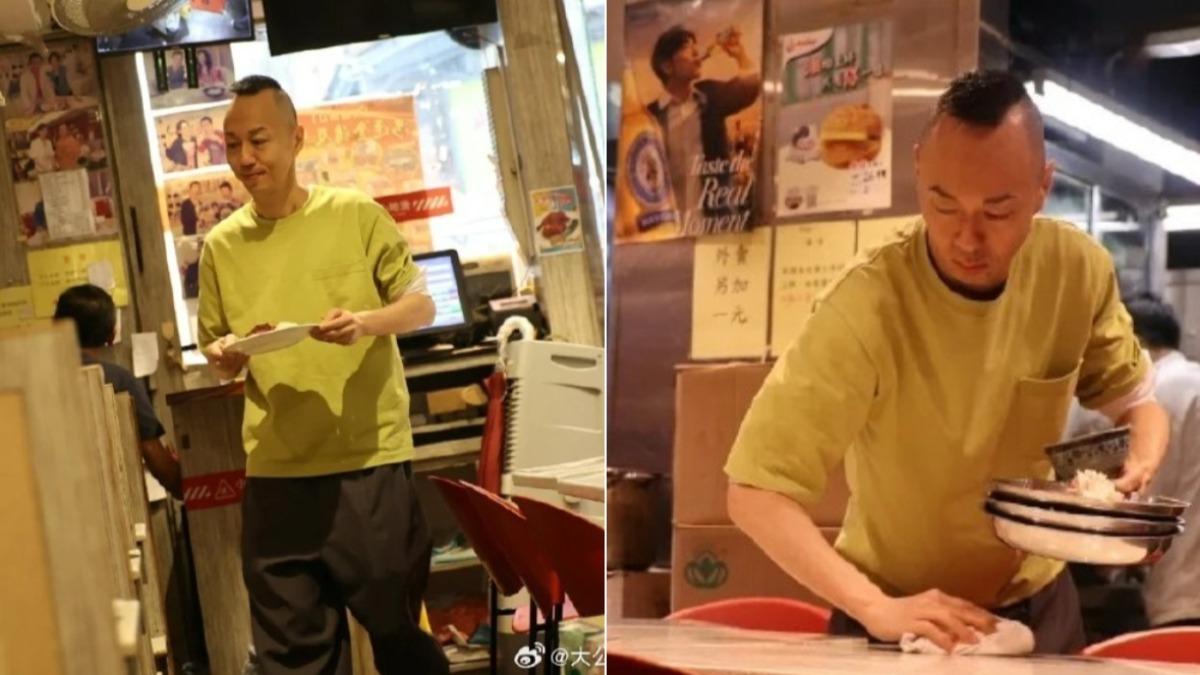 戴耀明在餐廳打工。(圖/翻攝自微博)