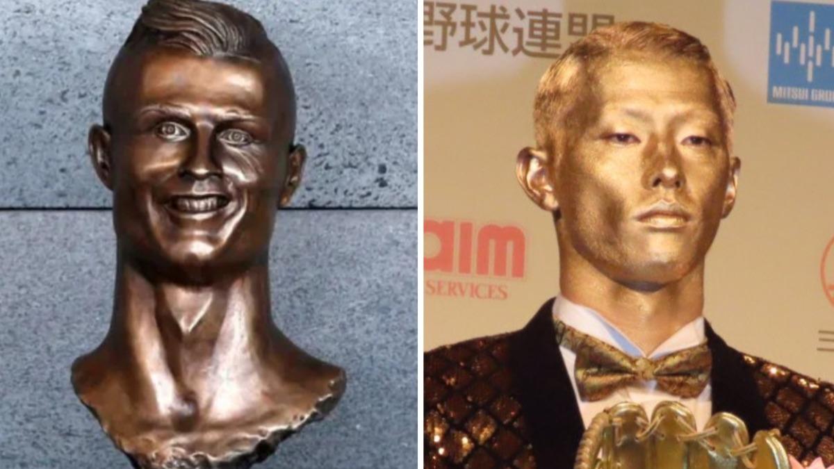 扮C羅銅像?辰己涼介4獲金手套 領獎又搞怪全臉塗成金