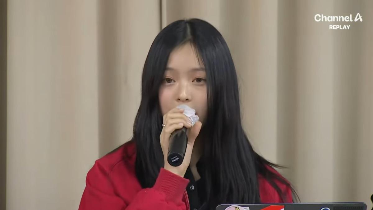 Hanni率先發言。(圖/翻攝自SBS YouTube)