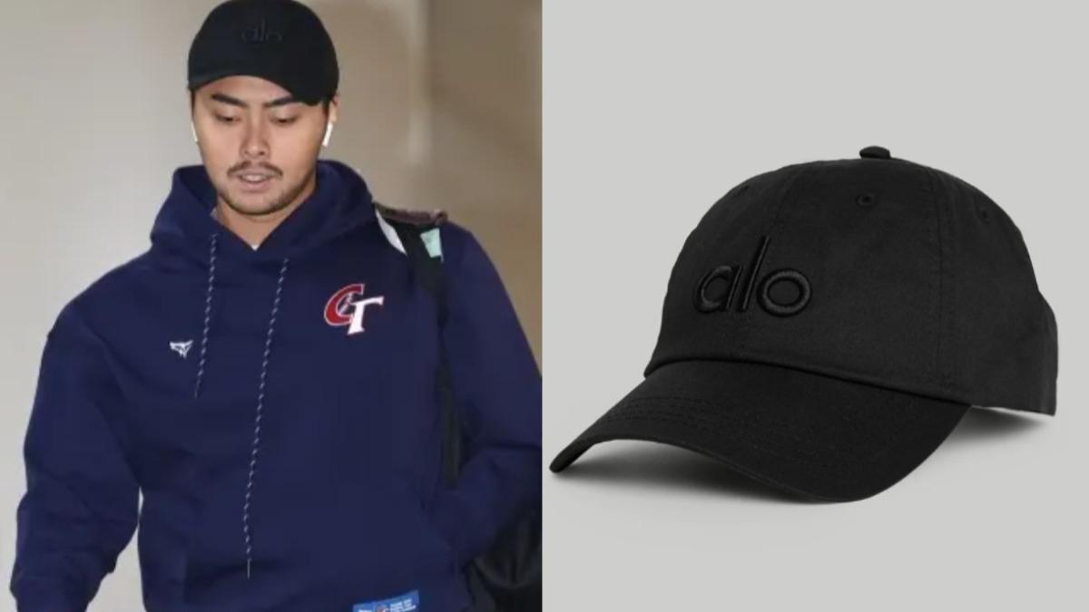 林家正配戴alo OFF-DUTY CAP 黑色。（圖／翻攝自IG@cpbl_official、alo官網）