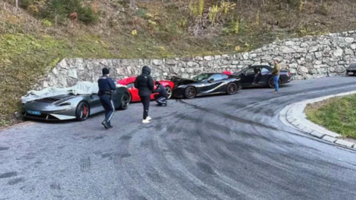 總價逾2億!奧地利4超跑追撞 網驚呼:一輩子賺不到維修費