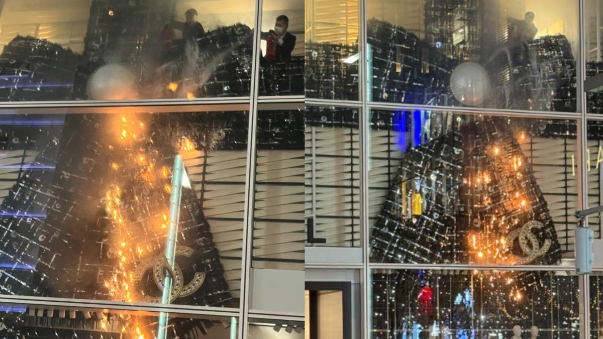快訊/東京銀座香奈兒聖誕裝飾起火燃燒 驚悚畫面曝光