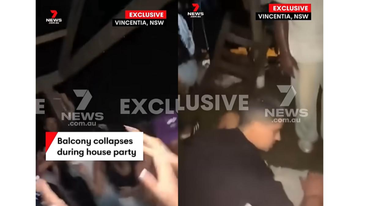 木造陽台突倒塌。（圖／翻攝自YT @7news）
