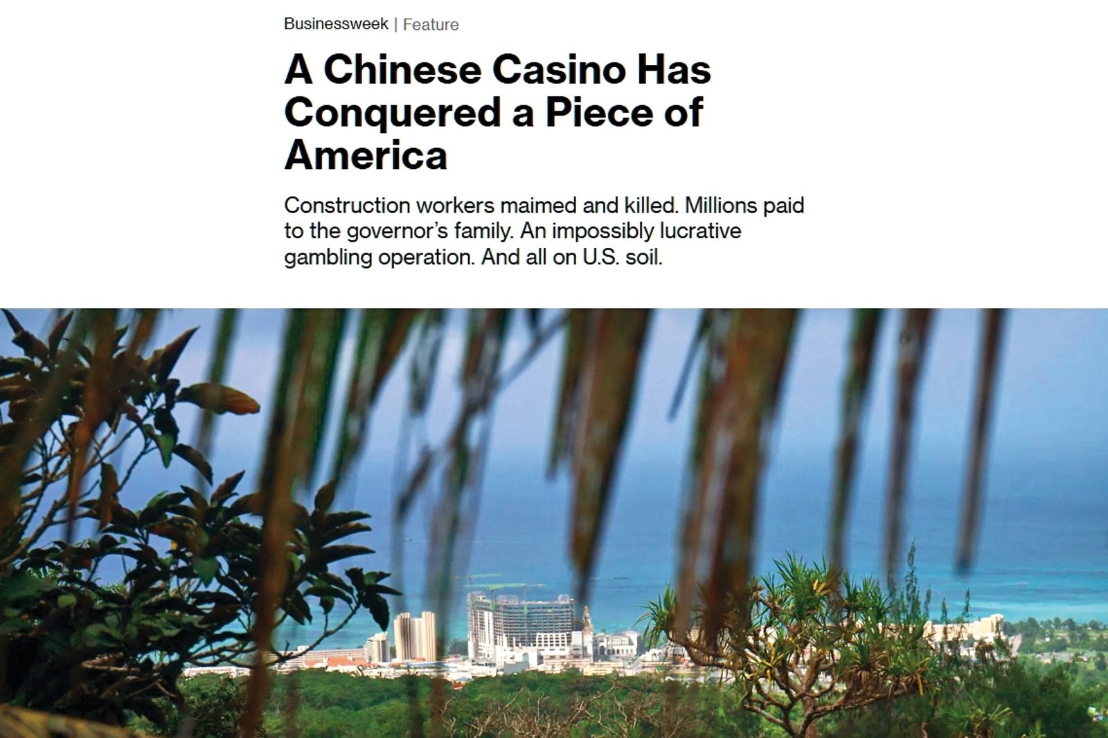 外媒曾經報導塞班島與中國的密切關係，尤其是賭場。（圖／翻攝自《彭博社》）