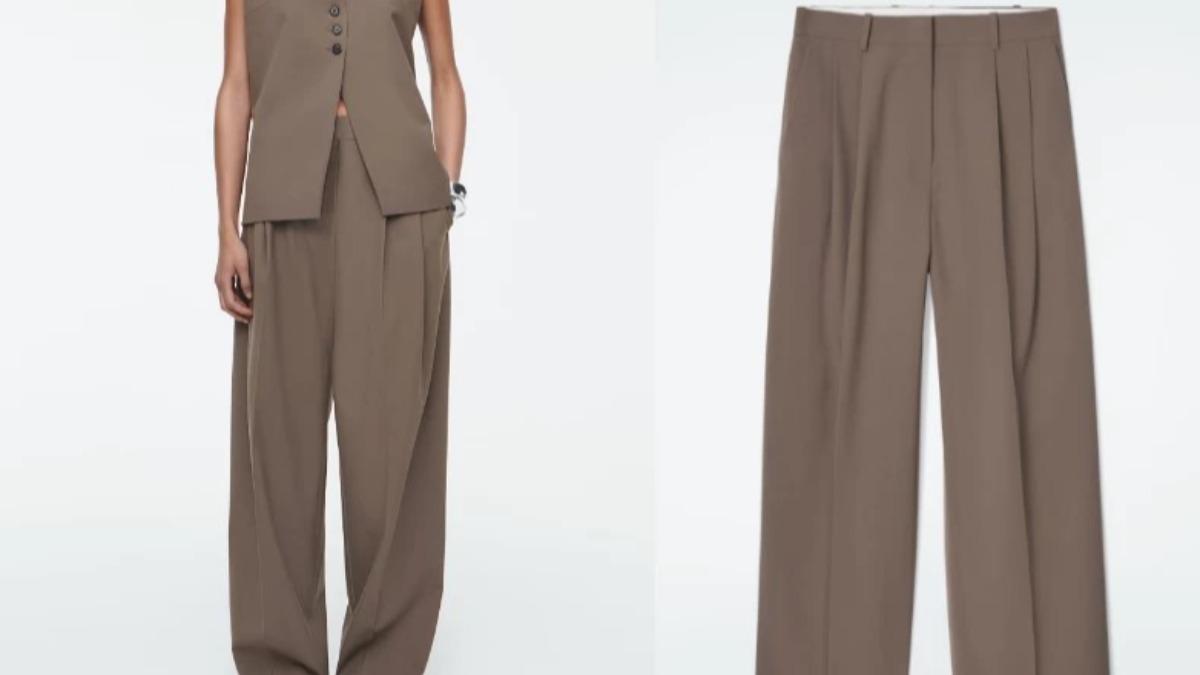 寬褲推薦：COS RELAXED TWILL WIDE-LEG TROUSERS。（圖／翻攝自COS官網）
