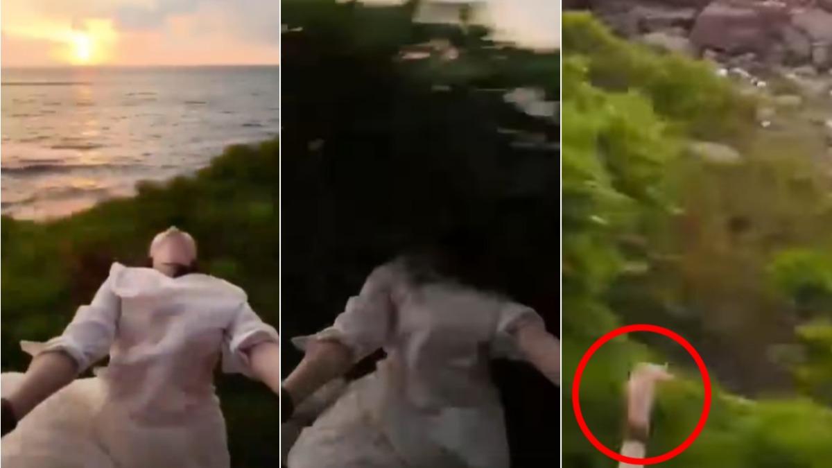有片／陸女身體探出火車與夕陽合照　下秒遭擊中頭部慘摔