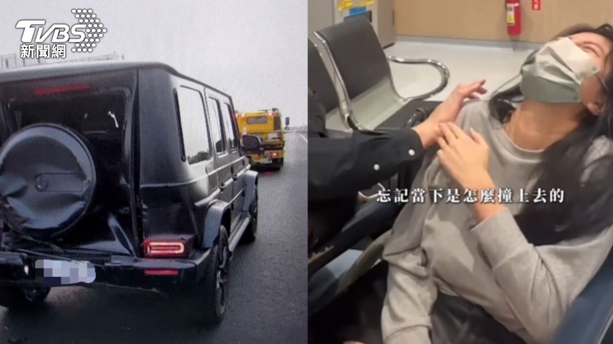 賓士車尾凹陷。(圖/翻攝自孫佳琪臉書)