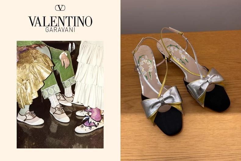 亮點：運動芭蕾舞鞋、復古高跟鞋。（圖／Valentino、女大編輯部提供）