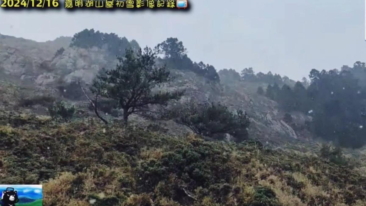 嘉明湖也降入冬初雪!持續近1小時 絕美雪景曝光
