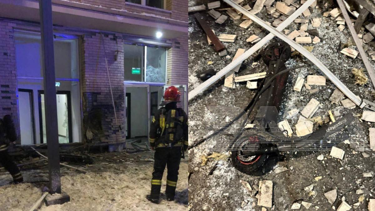 報導指出，爆炸裝置藏在大樓入口旁的電動滑板車上。（圖／翻攝自Ｘ＠clashreport）