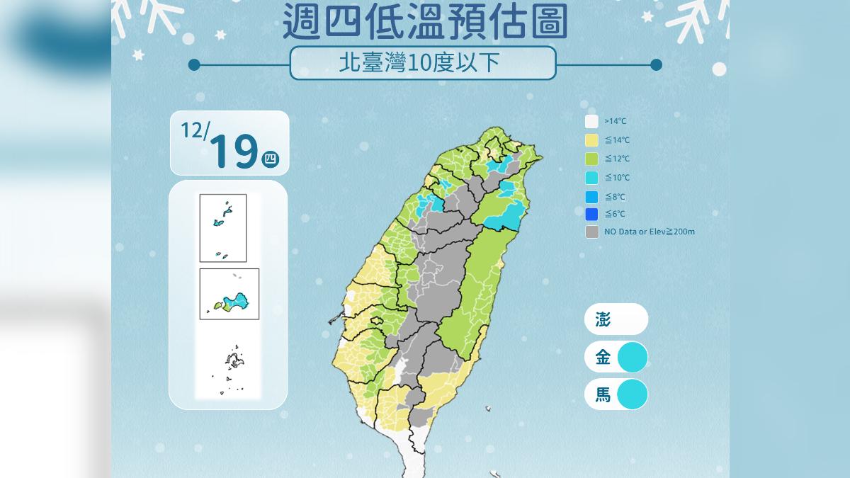 天氣/冷氣團明報到!5縣市低溫特報 北台灣10度以下區域看這