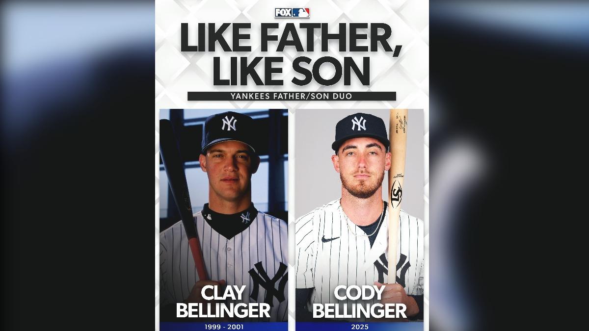 貝林傑的父親曾效力洋基。(圖/翻攝自 X@MLBONFOX)