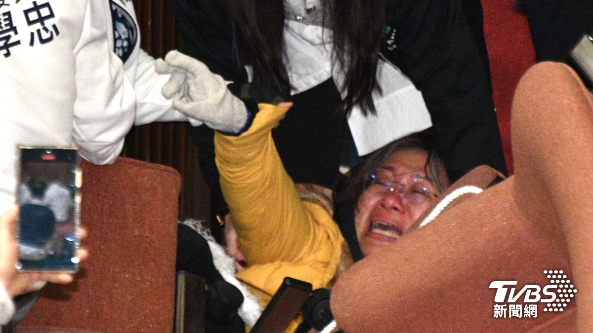 民進黨立委陳培瑜被藍委們強拉出議場。（圖／胡瑞麒攝）