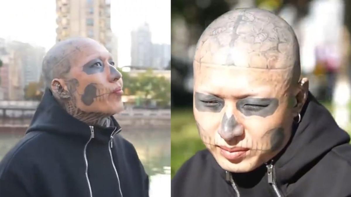 滿臉骷髏紋身悔不當初 陸男求職碰壁洗刺青疼痛難耐