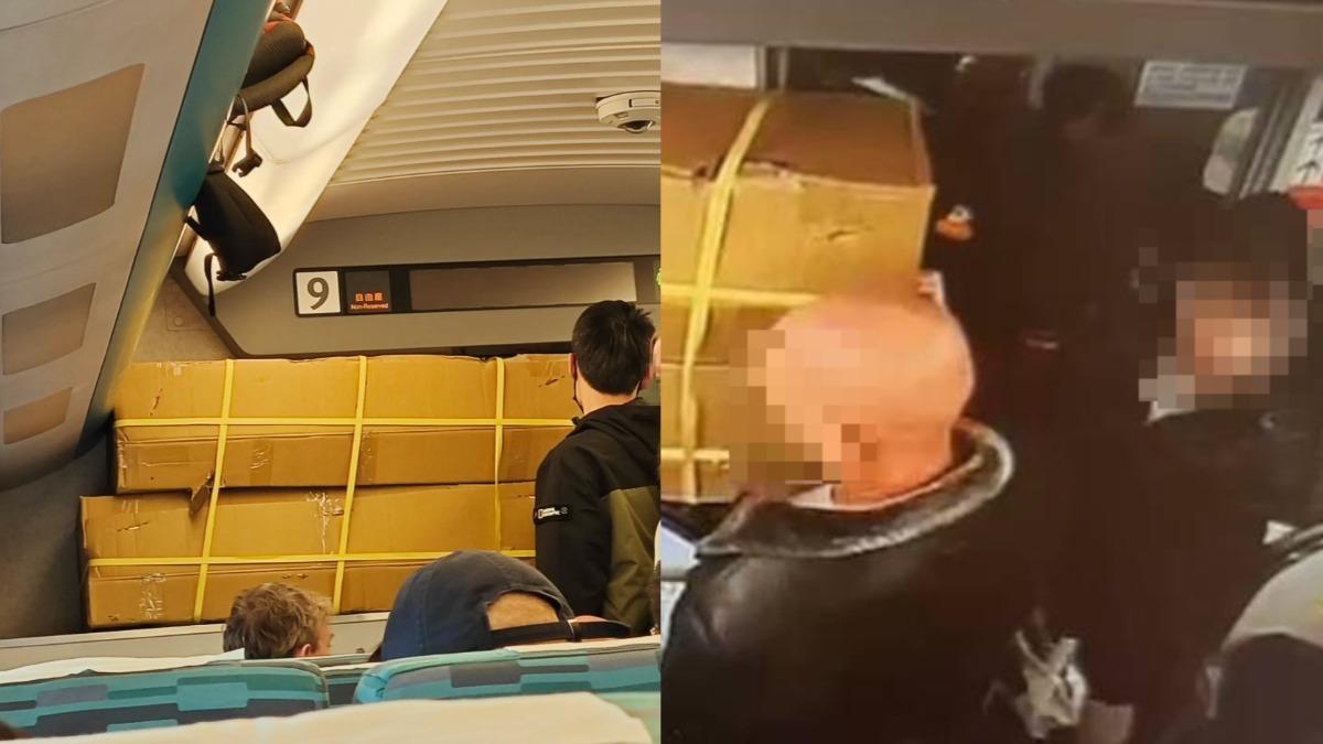 巨大紙箱堵門口!乘客傻眼「怎逃生?」 高鐵監視器曝:沒擋住