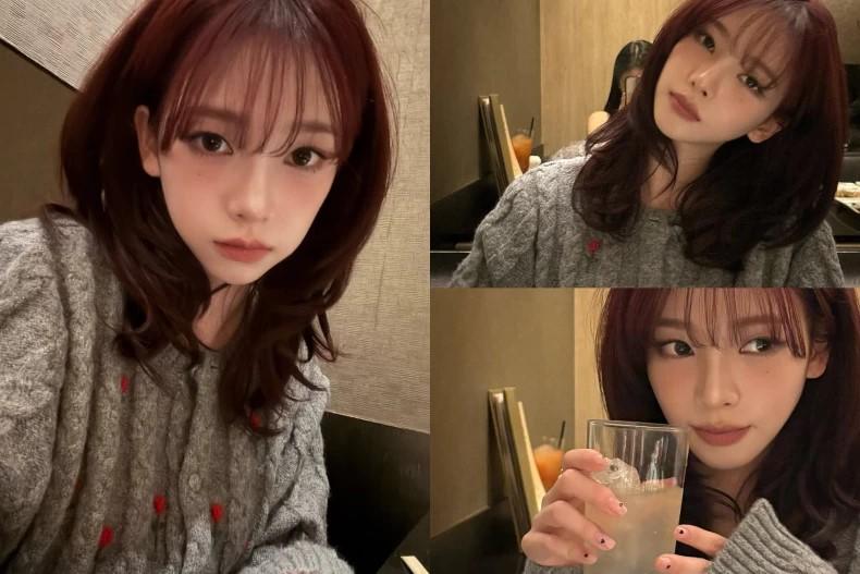 Karina「瑪莎拉酒紅」髮色。(圖/翻攝自IG@katarinabluu)